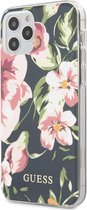 Navy hoesje van Guess - Backcover - iPhone 12 - 12 Pro - Flower TPU