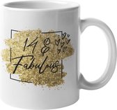 14 en fabulous glitters goud verjaardag beker cadeau voor collega, vriendin, dochter, zus, mok, theetas, thee, kantoor