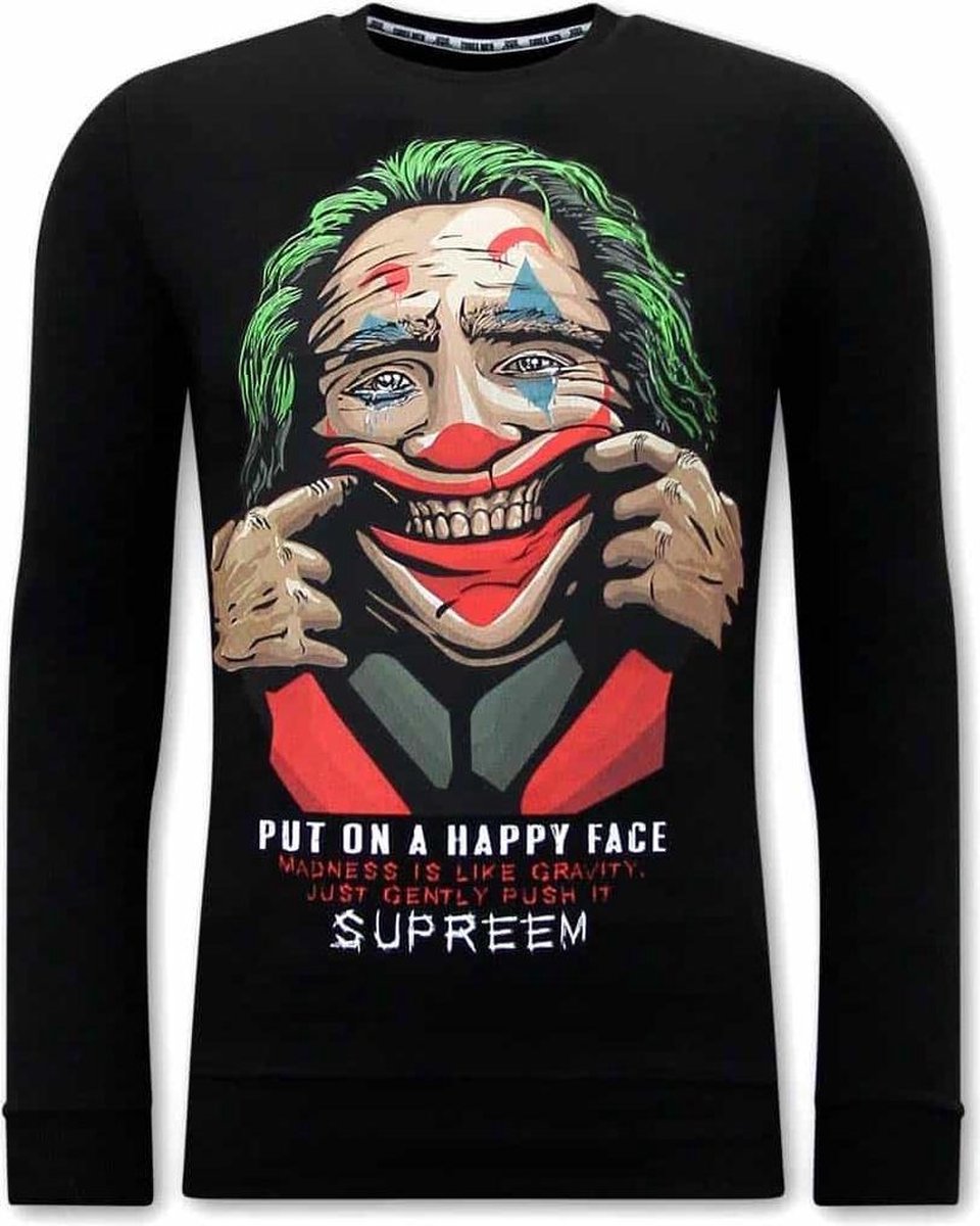 Joker Print Heren Sweater - Zwart