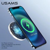 iPhone 12 Wireless Charger - Usams Wireless Charger - Magnet Wireless Charger - Wireless Charger White - 15W Dun Wireless charger
