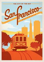 Vintage poster - San Fransisco - Cable Cars - USA - Wandposter 60 x 40 cm