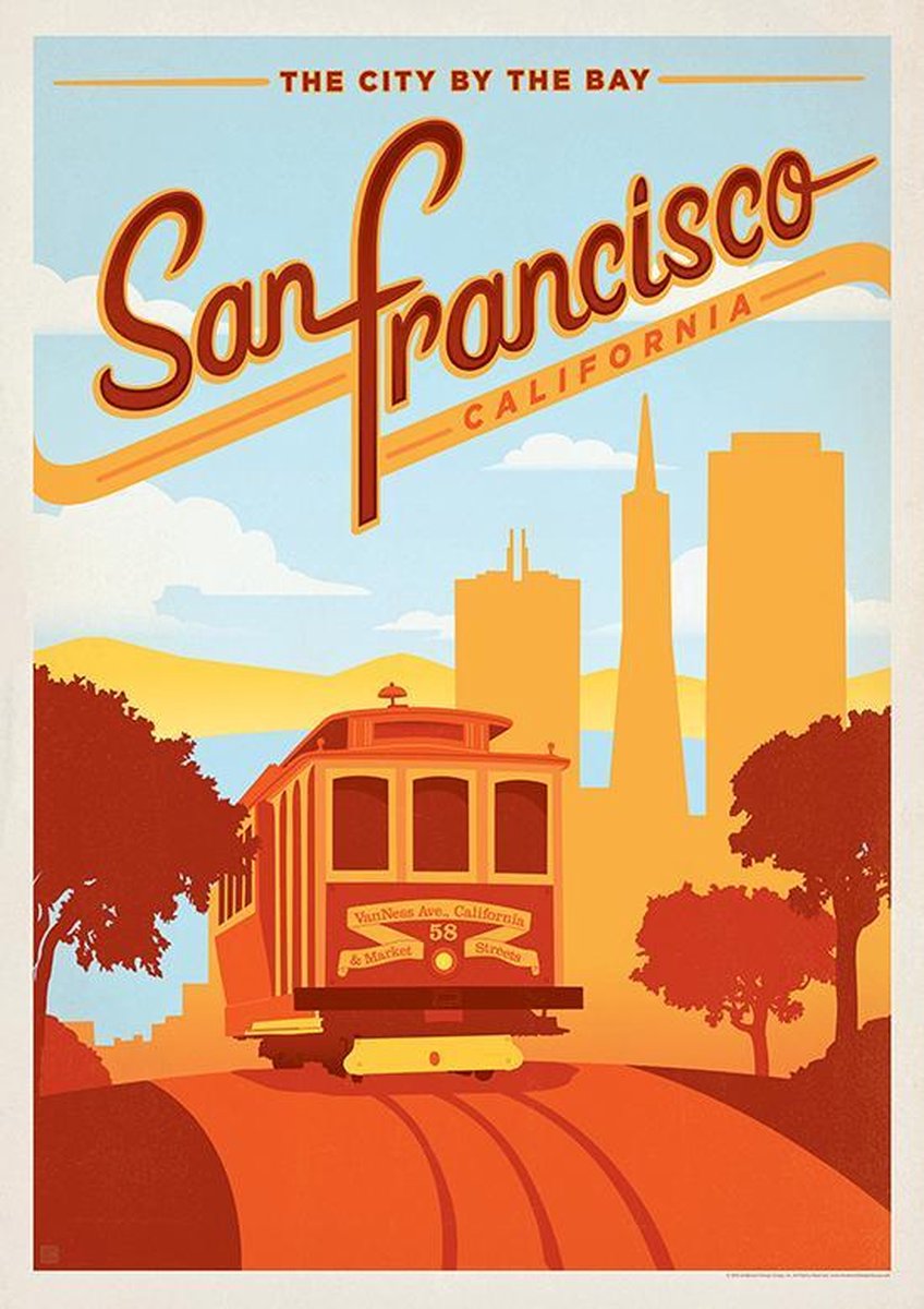 Vintage poster - San Fransisco - Cable Cars - USA - Wandposter 60 x 40 cm