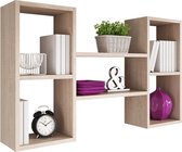 Maison’s Wandkast – Vijf kamers – Open wandkast – Open kast – Kast – Wandplank– Licht Hout – 60x102x18