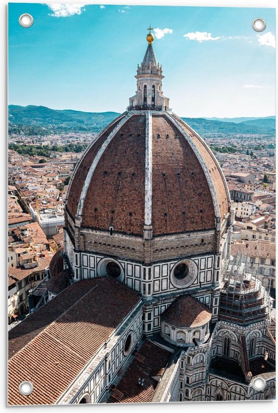 Tuinposter – Kathedraal van Florence van Bovenaf - Italië - 40x60cm Foto op Tuinposter  (wanddecoratie voor buiten en binnen)