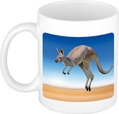 Dieren foto mok kangoeroe - kangoeroes beker wit 300 ml