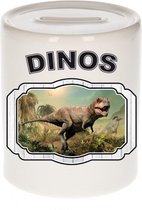 Dieren liefhebber stoere t-rex dinosaurus spaarpot  9 cm jongens en meisjes - keramiek - Cadeau spaarpotten dinosaurussen liefhebber