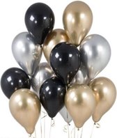Ballonnen Set Goud - Zilver - Zwart - DH collection | Effen |  Verjaardag - Fotoshoot - Wedding - Marriage - Birthday - Party - Feest - Huwelijk - Jubileum - Event - Decoratie | Luxe - Chique