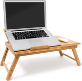 Relaxdays laptoptafel bamboe, bedtafel, bijzettafel laptop standaard verstelbaar