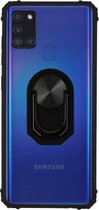 BackCover met Ring - Telefoonhoesje - Hoesje voor Samsung A21S Transparant - Zwart