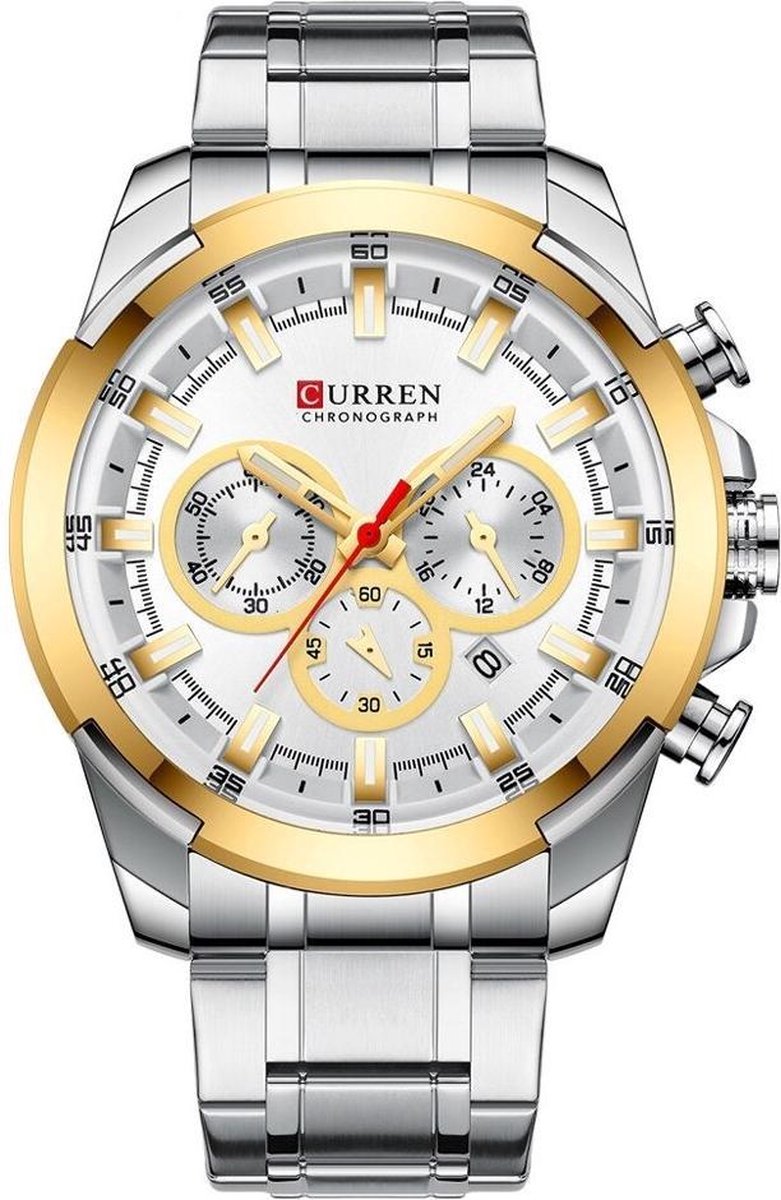 Curren - Horloge Heren - Horloges voor Mannen - 48 mm - Zilver Goud