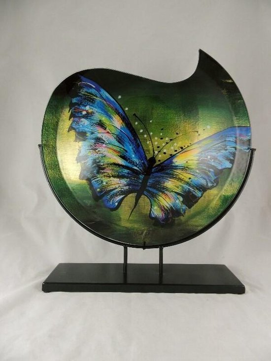 Decoratieve glazen vaas Butterfly 48cm - Fusion glas - Decoratieve glazen