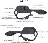 24-in-1 Multi gereedschaps-sleutel - Survival Key - Multitool sleutel - zwart