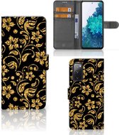 Telefoonhoesje Samsung Galaxy S20FE Bookcase Cadeau voor Oma Gouden Bloemen