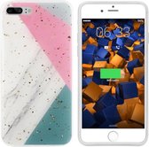 BackCover Marble hoesje met Glitter - Telefoonhoesje voor Apple iPhone 8 Plus/7 Plus - Grijs