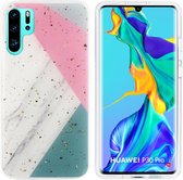 BackCover Marble hoesje met Glitter - Telefoonhoesje voor Huawei P30 Pro - Grijs