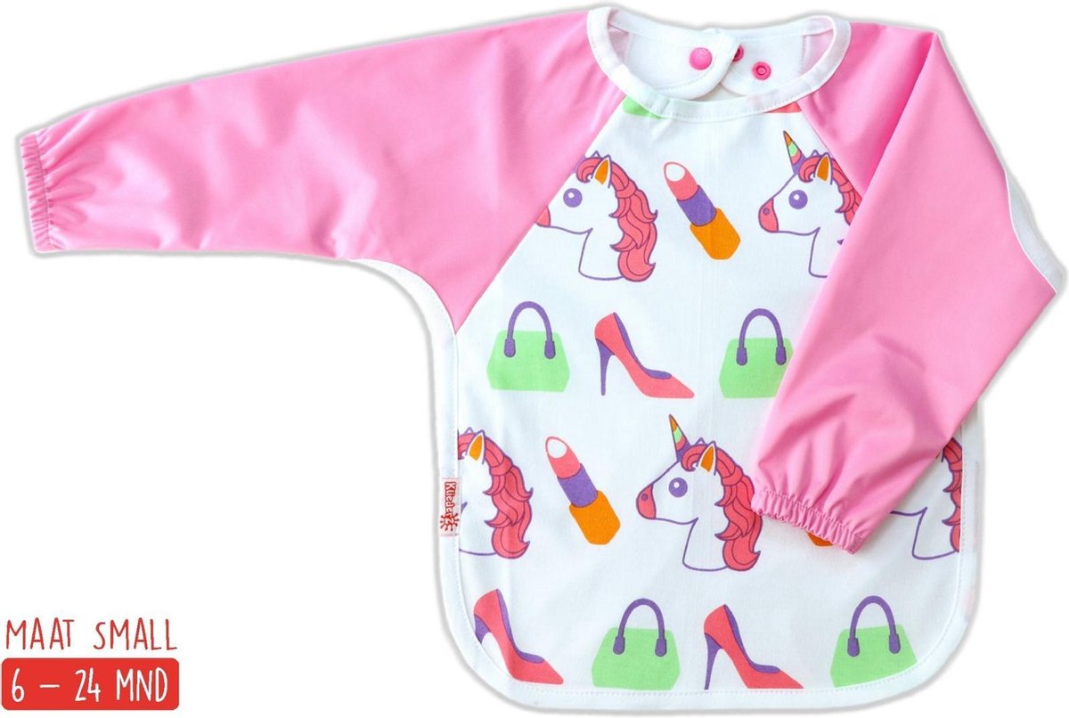 KliederZ slab met mouwen | Roze Unicorn mouwslab baby | Meisjes 8 - 24 mnd LB11a