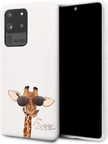 Samsung Galaxy S20 wit siliconen giraffen hoesje - You so cool - Girafje *LET OP JUISTE MODEL*