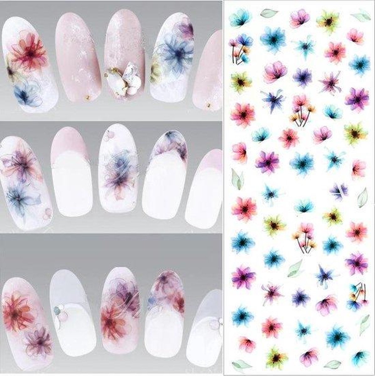 Goedkoopste nail art fading flouwers nagel stickers nagelsticker