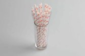 Hello Straw Papieren rietjes Hartjesmotief Roze 6x200 mm, 100% ECO - 250 stuks / display doos