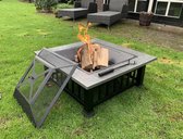 RJRQuality Vuurschaal 80 cm BBQ terrashaard barbecue vuurkorf tuinhaard met vonkenscherm en hoes