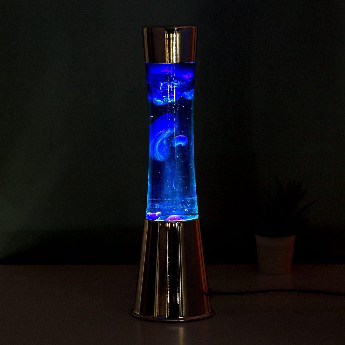 Lavalamp Zilver Met Blauwe Vloeistof En Navy Lava Fisura