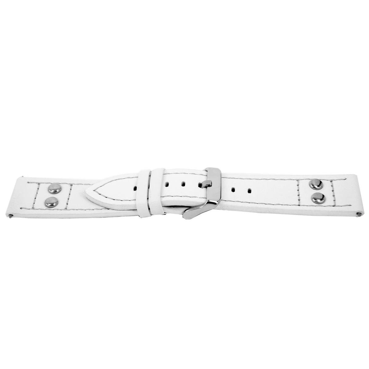 Horlogeband H525 Pilots Wit Leer en Studs 22x20 mm