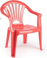 2x stuks kinder stoelen 50 cm - Koraal rood - Tuinmeubelen - Kunststof binnen/buitenstoelen voor kinderen