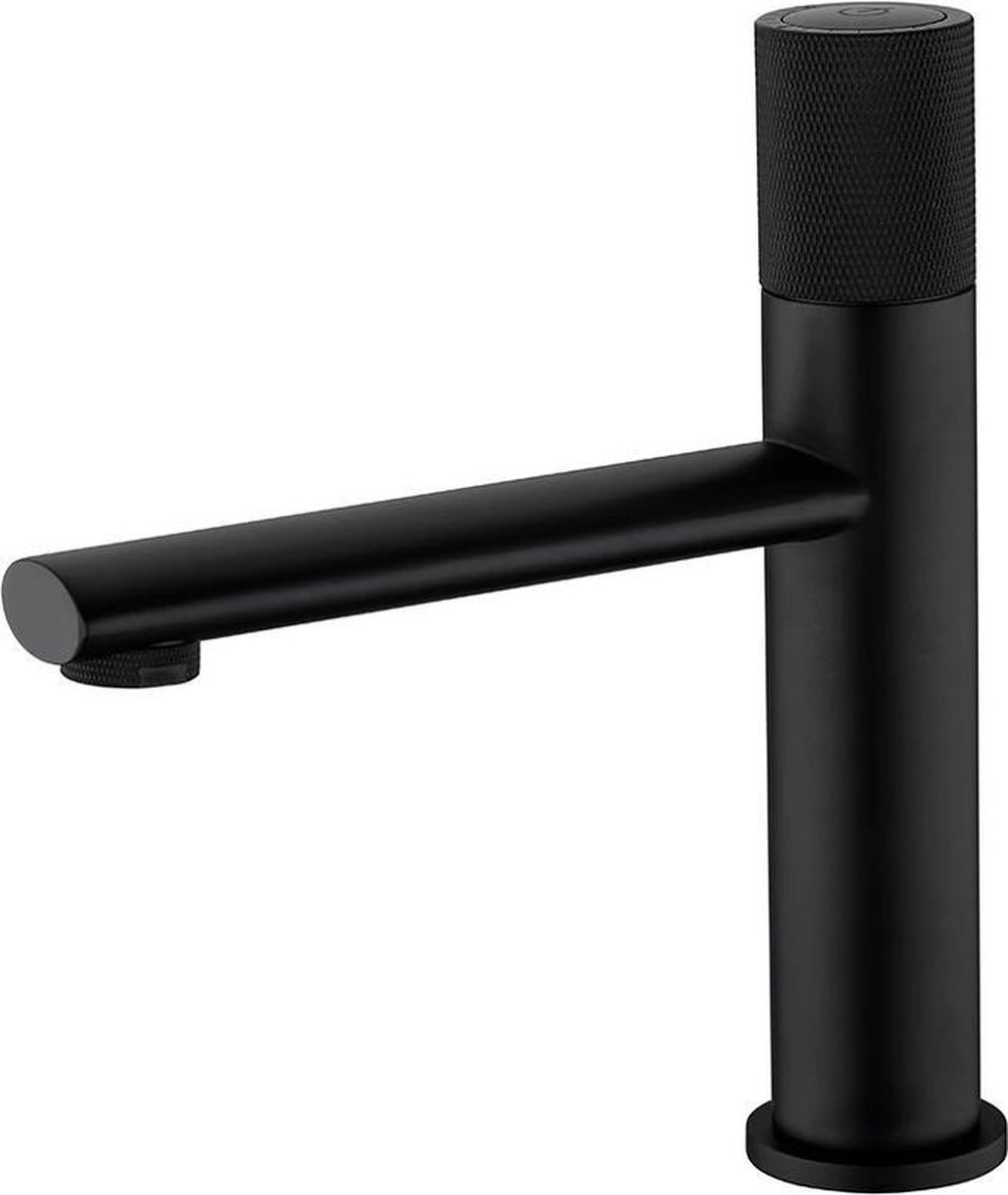 Blackline TS premium zwarte wastafelkraan opbouw PUSH -Wastafelkraan- badkamerkraan- Toiletkraan -Wandmontage- Complete set