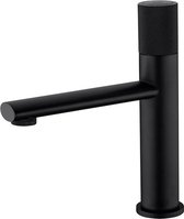 Blackline TS premium zwarte wastafelkraan opbouw PUSH -Wastafelkraan- badkamerkraan- Toiletkraan -Wandmontage- Complete set