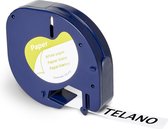 TELANO® Papieren Labels 91200 voor Dymo LetraTag Labelprinter - Zwart op Wit - 12 mm x 4 m - S0721510 Labeltape - 1 stuks