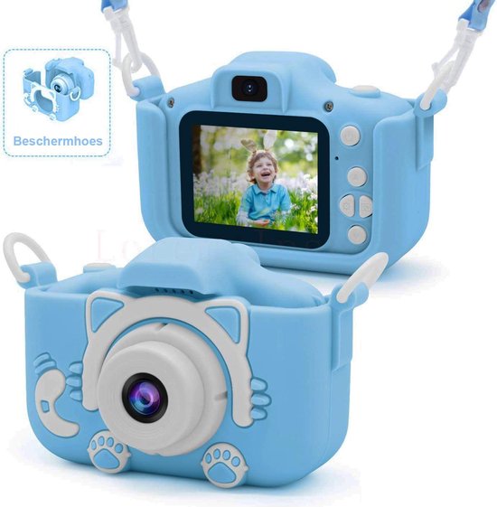OHOME® Digitale Kindercamera HD 1080p 32GB Inclusief Micro SD Kaart - Vlog Camera voor Kinderen - Digitaal Kinderfototoestel - Klein Formaat Speelgoed Camera  - Blauw - Ohome