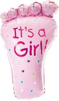 Folie ballon voet It's a Girl | roze | babyshower | Geboorte | lucht en Helium | 80cm | Feest | party | versiering | ballon