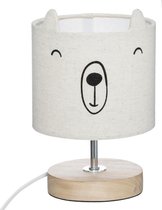 Atmosphera veilleuse enfant ours avec abat-jour - Lampe de table - Lampe de bureau avec base en bois - H21 cm