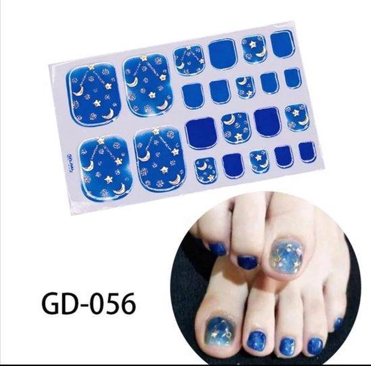 Goedkoopste teen nagel stickers Nail art blauw maan met stèren nagelsticker teennagel kalk nagel verbergen