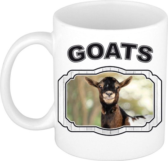 Dieren gevlekte geit beker - goats/ geiten mok wit 300 ml