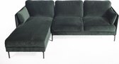 Fancy velvet - Sofa - 3-zit bank - chaise longue links - groen - velours - stalen pootjes - zwart