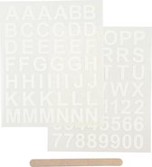Rub-on Sticker . letters en cijfers. H: 17 mm. 12.2x15.3 cm. wit. 1 doos