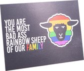Kaart - Wenskaart - Postcard - Bad ass sheep - LGBT+ - Lesbisch - Gay - Regenboog