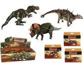 4 stuks opwindbare dinosaurus 3d puzzel