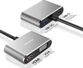 Sounix 4 in 1 - 1*USB 3.0 - VGA - USB-C Hub Adapter - HDMI & VGA - HDMI - 4k@30Hz