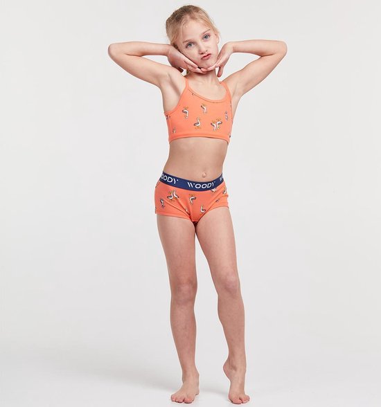 Woody ondergoed set meisjes - meeuw - oranje - 1 topje en 2 boxers - maat  140 | bol.com
