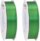 3x Luxe Hobby/decoratie groene satijnen sierlinten 2,5 cm/25 mm x 25 meter- Luxe kwaliteit - Cadeaulint satijnlint/ribbon