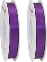 3x Luxe Hobby/decoratie paarse satijnen sierlinten 1,5 cm/15 mm x 25 meter- Luxe kwaliteit - Cadeaulint satijnlint/ribbon
