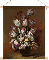 Textielposter / Wandkleed Stilleven met bloemen - Hans Bollongier - 90x120 cm