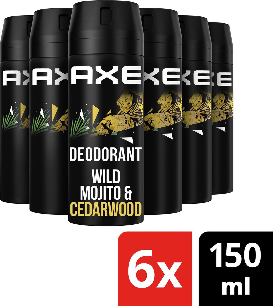 Axe Mojito & Cedarwood Pepper Bodyspray Deodorant - 6 x 150 ml - Voordeelverpakking - Axe