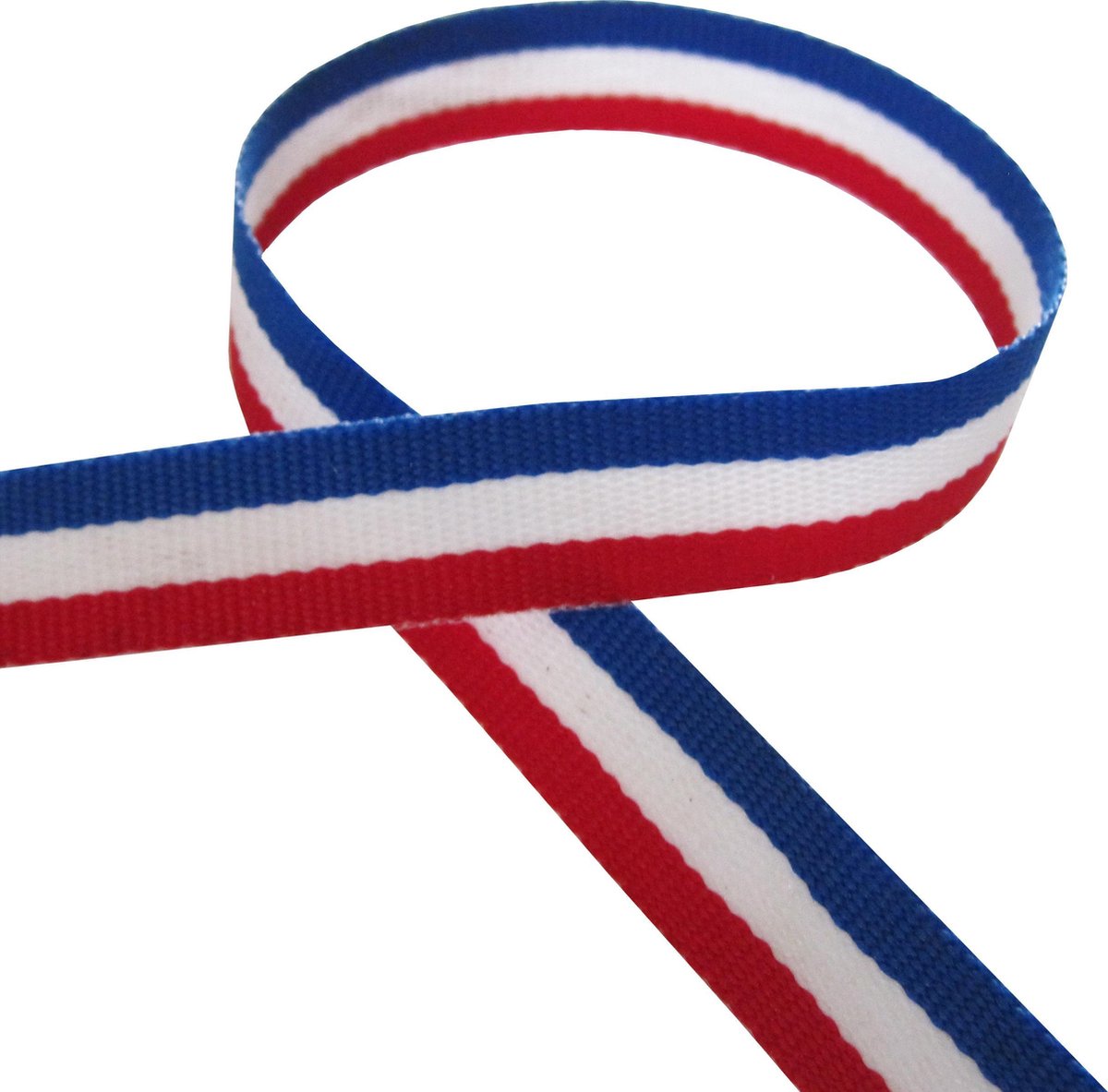 Medaille Lint | Weefband 10mm (1,0cm) | Rood Wit Blauw | Nederlandse Vlag | Koningsdag | Cadeau Lint | Luxe Dubbelzijdige Kwaliteit | Rol van 22,85 Meter - Merkloos