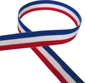Medaille Lint | Weefband 10mm (1,0cm) | Rood Wit Blauw | Nederlandse Vlag | Koningsdag | Cadeau Lint | Luxe Dubbelzijdige Kwaliteit | Rol van 22,85 Meter