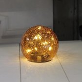Glazen bol amber met LED-lampjes