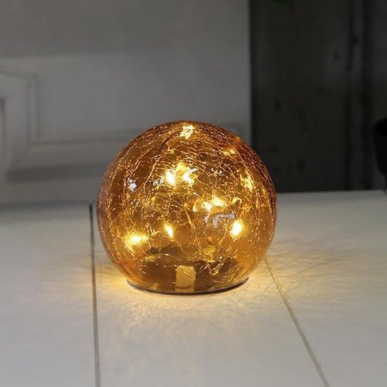type armoede Ontdekking Glazen bol amber met LED-lampjes | bol.com