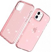 Glitter softcase iPhone 12 / iPhone 12 Pro - roze